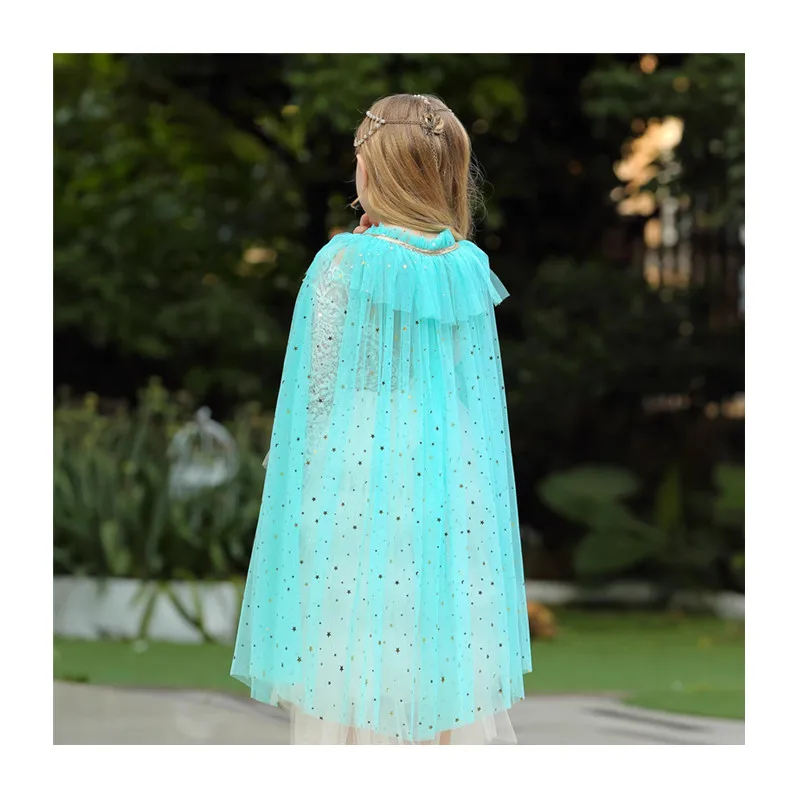 loween Punteruolo per bambini Ort Versione Elsa Princ Gonna Mantello versatile Capispalla in rete con paillettes luminose Mantello per ragazza