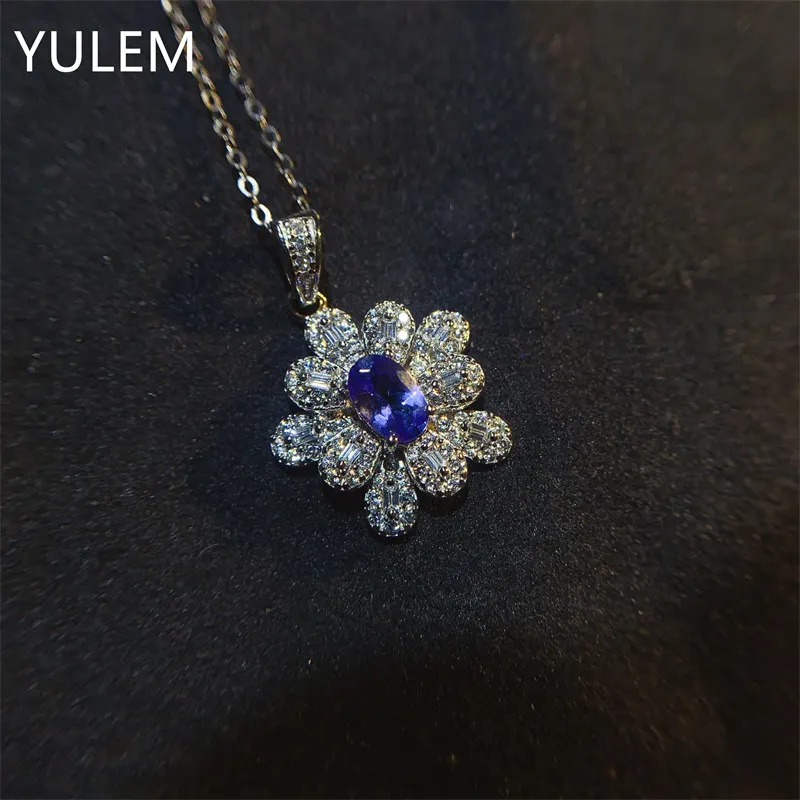 YULEM  Silver Pendant for Women with Natural Tanzanite December Birthstone Fine Jewelry for Birthday Party Gift