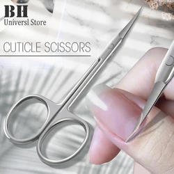 1Pcs Cuticle Scissors Nipper Curved Stainless Steel with Tip Grooming Blades Women Men Dry Skin Nail Scissors Manicure Tools