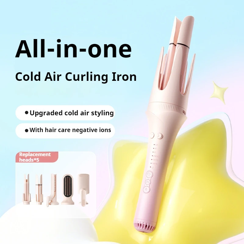 

Automatic Curling Wand Iron Cold Air Setting Timer Guide Ceramic Coating Hot Air Brush For Long Curly Hair Styles