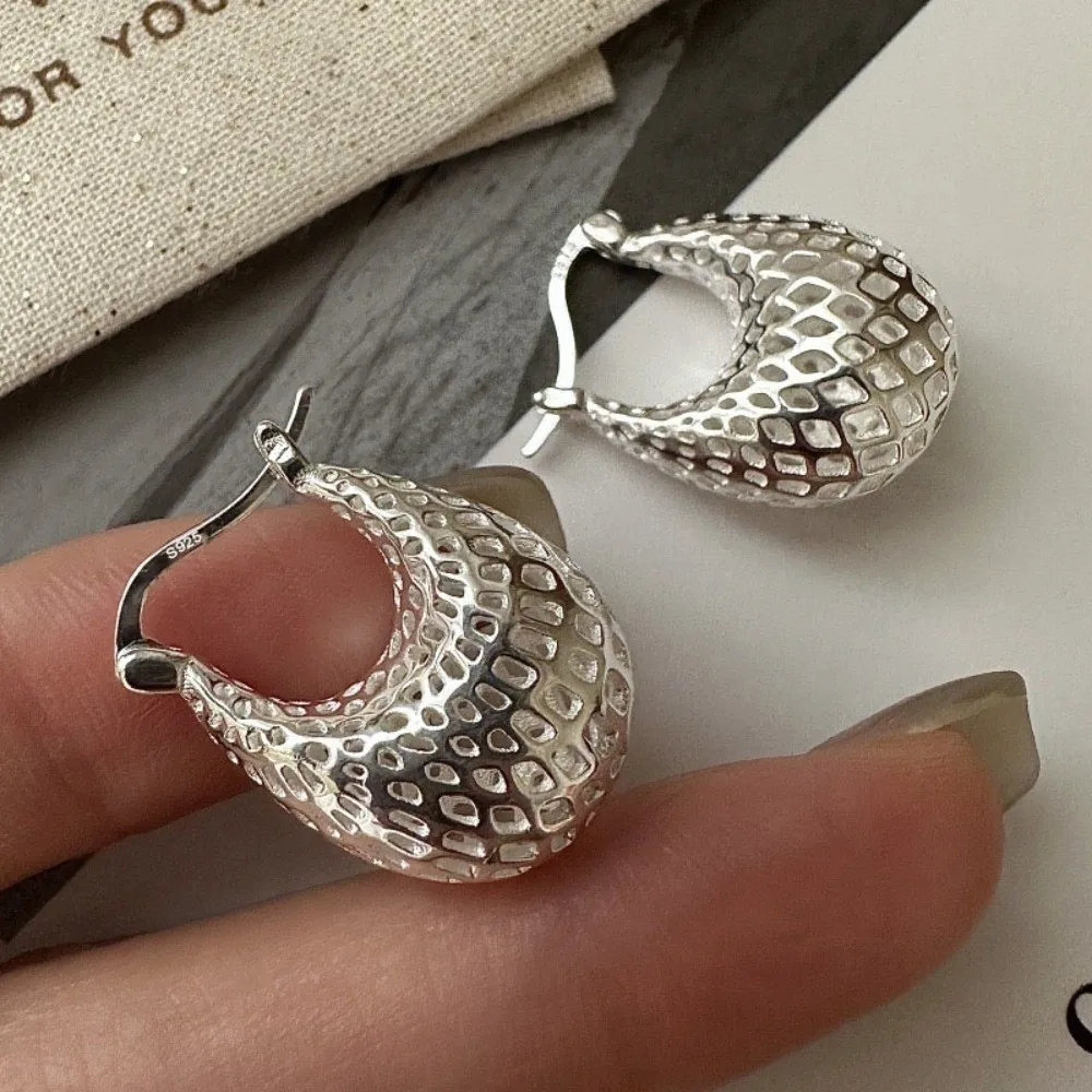 Elegant Silver Color Simple Earring Hollow Out Vegetable Basket Design Stud Earrings Ear Stud Jewelry