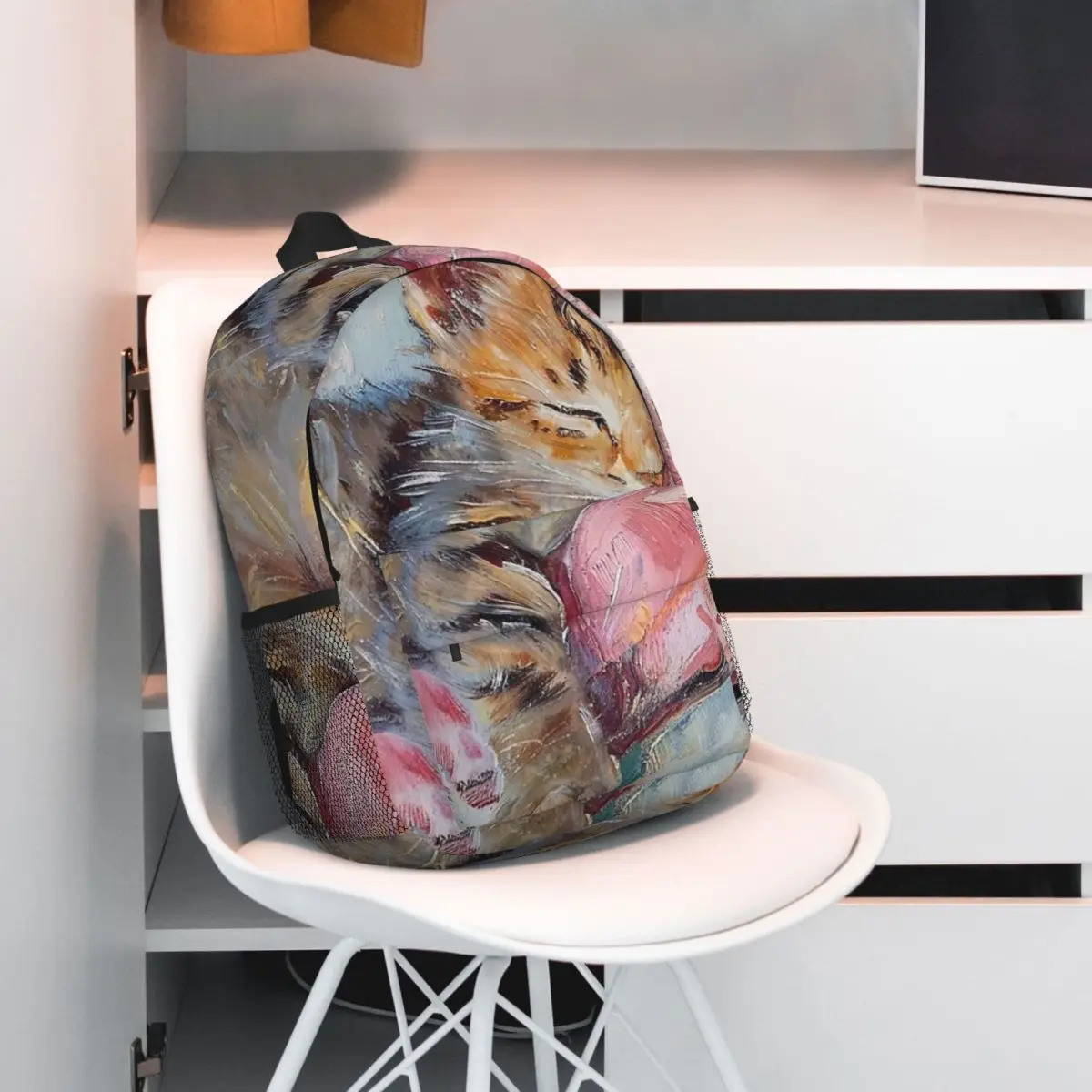 Cat Sleeping In Bed Realistic Art Backpack Student BookBag Kids School Bag Computer Shoulder Bags for Men Women