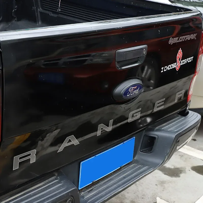 Car Rear Badge Ring Logo Frame Cover Decoration Trim Fit For Ford Ranger 2015-2021 F150 2009-2014 Auto Carbon Fiber/Gloss Black