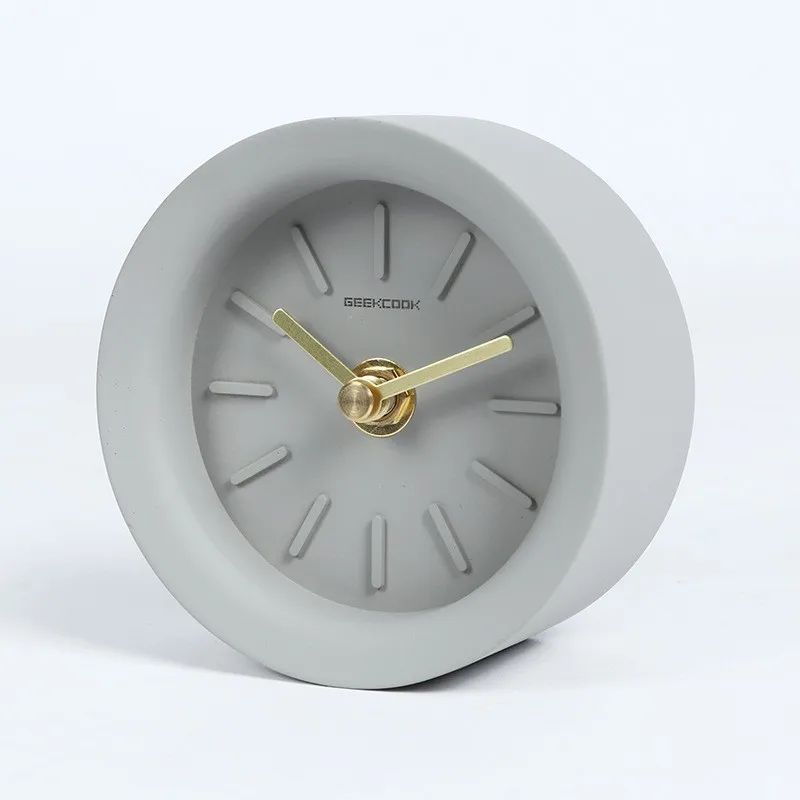 Industrial Style Table Clock Personalize Modern Brief Fair-Faced Concrete Desk Clock Decor Office Home Study Living Room Bedroom