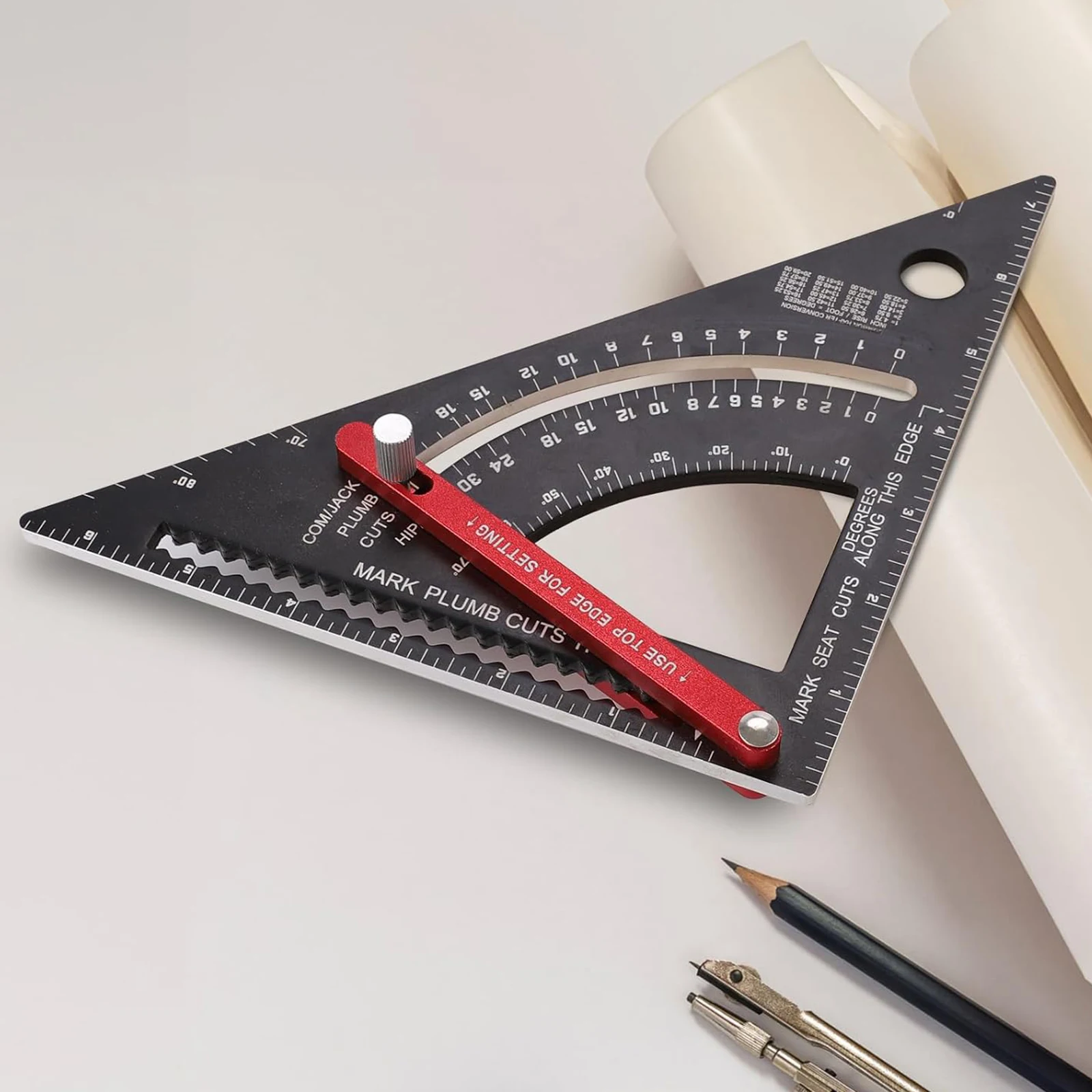 Professional Right Angle Ruler 7 Inch Aluminum Alloy Woodworking Square for Carpentry Layout Marking Metric Imperial Tool