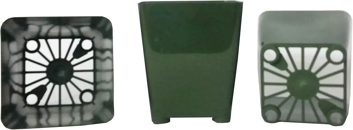 

50-Pack, Water Dance Square Plastic Pots for Plants, 3.25 Inch. Color: Dark Green