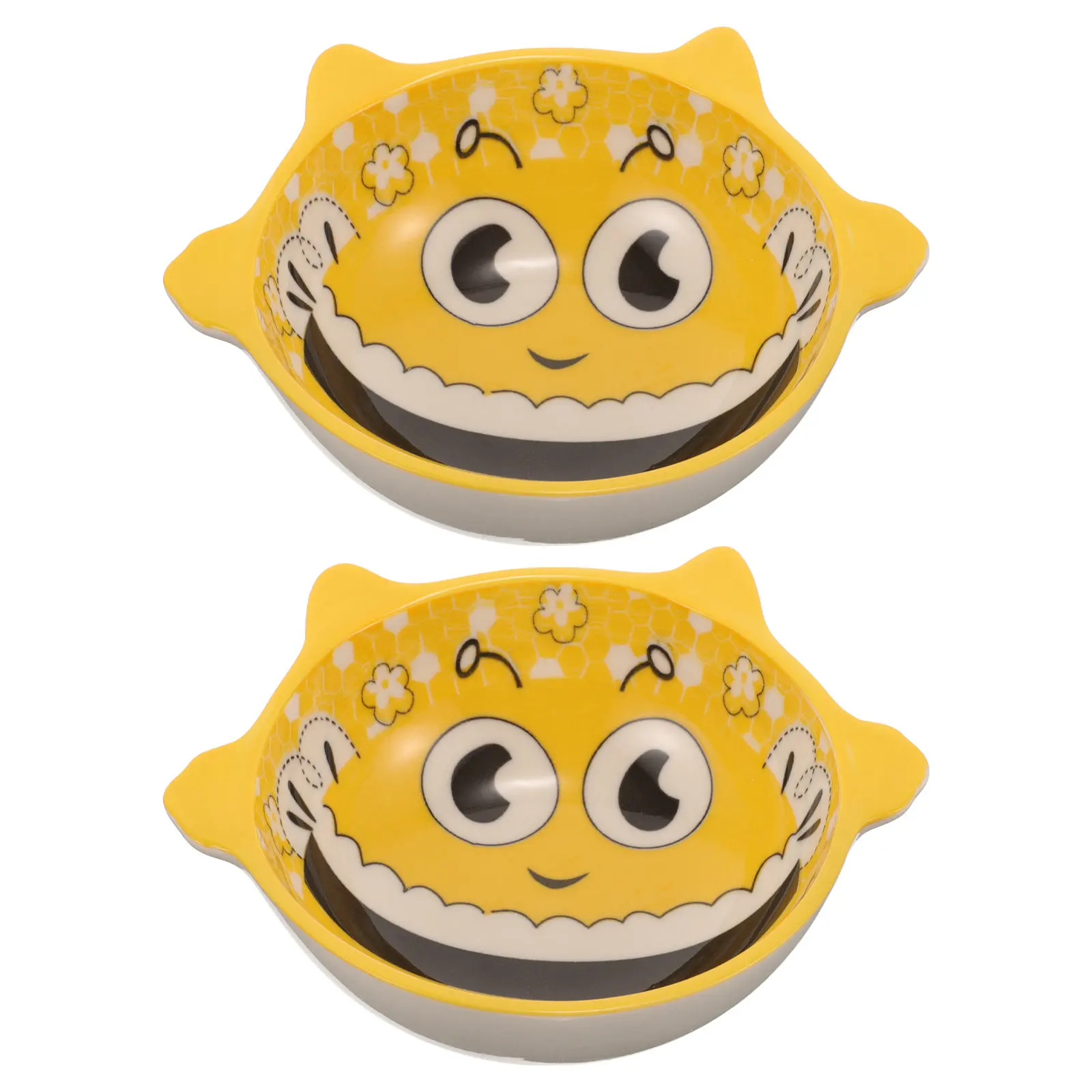 

2Pcs Cartoon Bee Ceramic Sauce Bowl Cute Small Dipping Bowl for Kids Baby Food Seasoning Soy Sauce Dessert Appetizer Serving