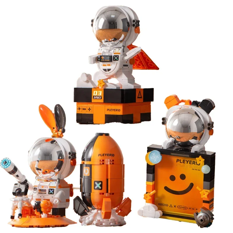 Animation Astronaut Building Blocks Hello Mars Small Particle Assembling Toy Puzzle Trendy Ornaments Desktop Gifts Peripheral