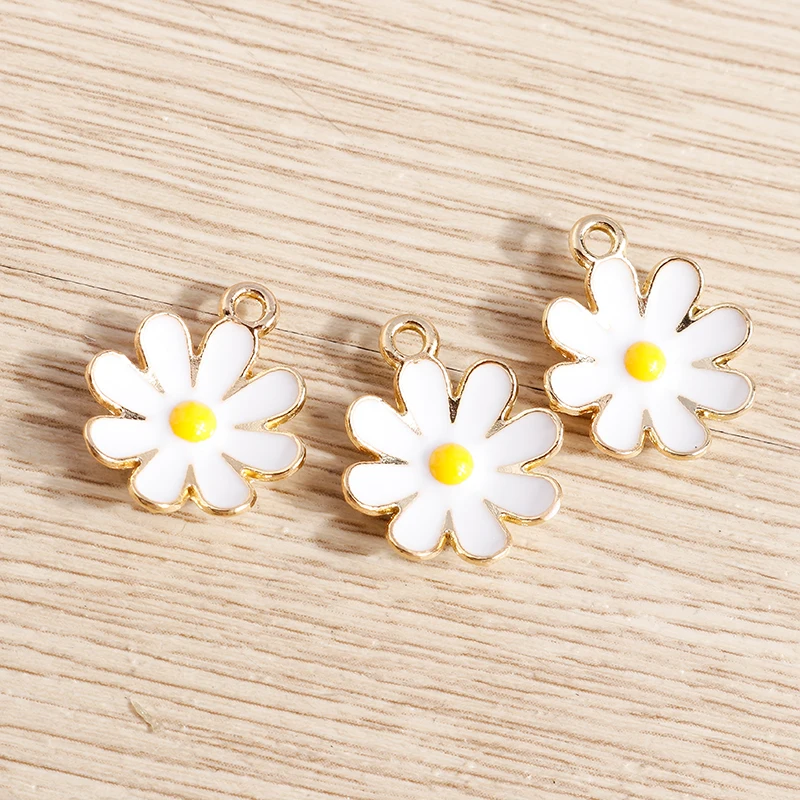 Tusember 10 Stück vergoldete, bunte, niedliche Gänseblümchen-Anhänger für DIY-Schlüsselanhänger, Ohrringe, Armbänder, Schmuckherstellung und Zubehör – Detail 10