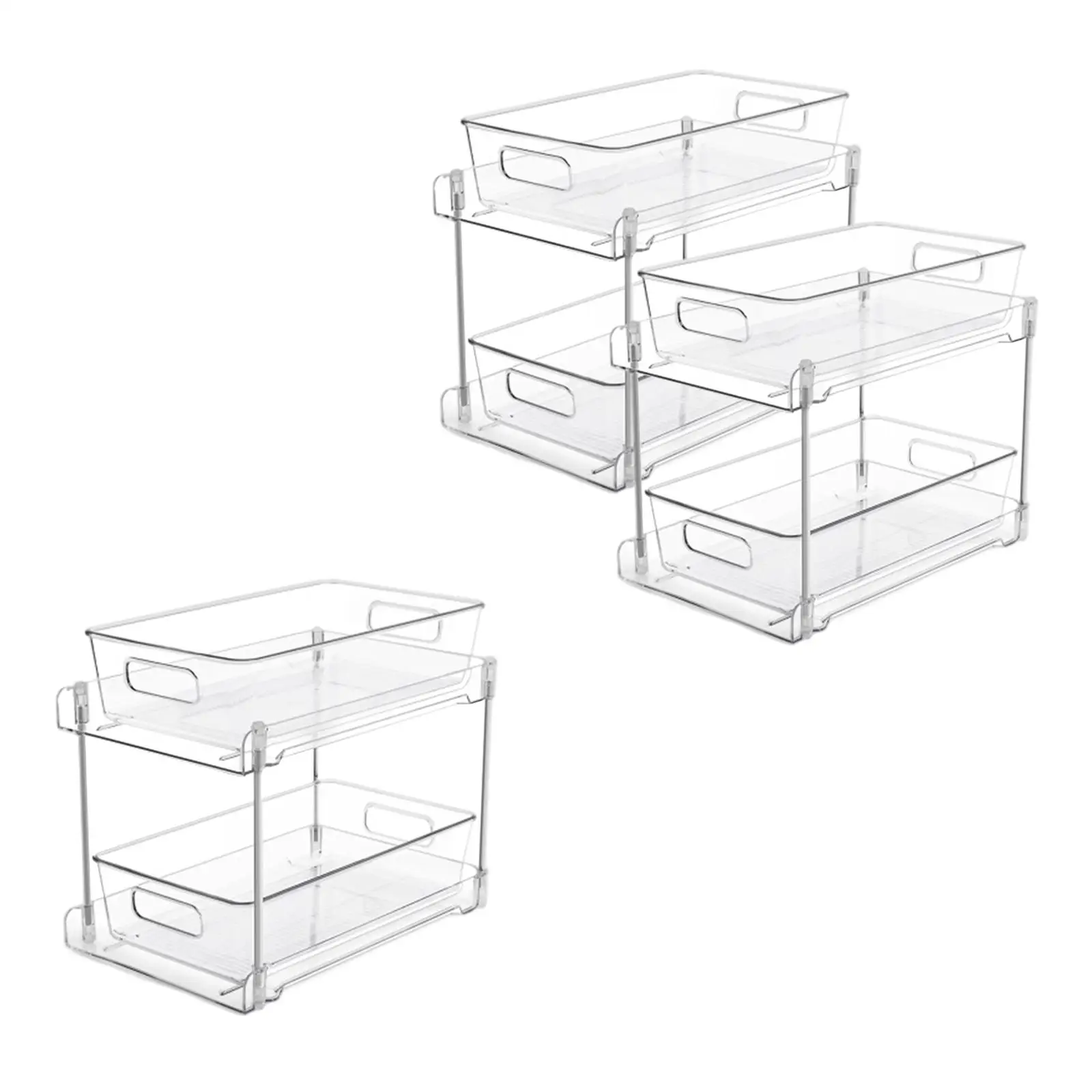 Sliding Storage Bins for Pantry Cabinet, Multi-Purpose 2-Tier Vanity Counter