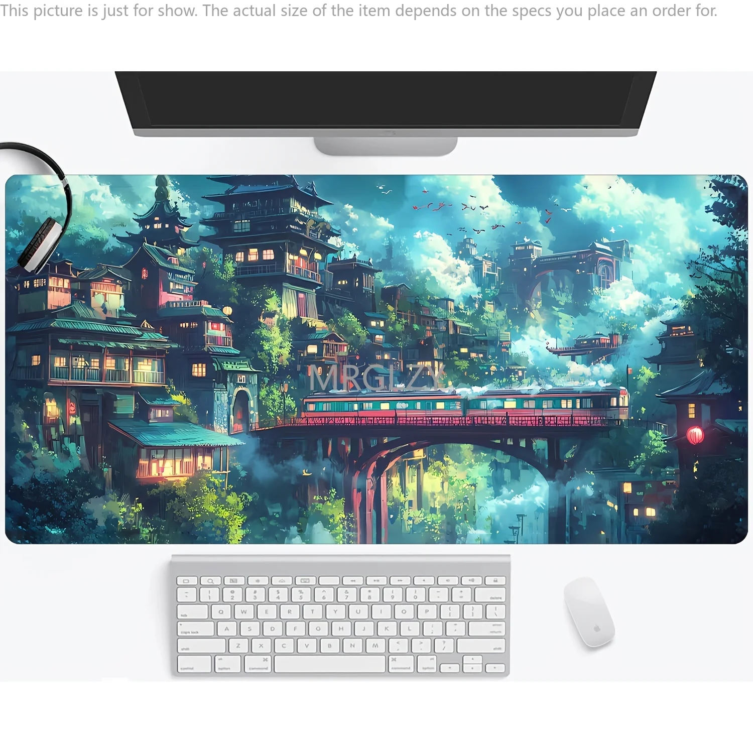 

Fantasy Anime Japanese Town Mouse Pad Large Rubber Anti-slip Desk Accessories Mousepad for Office & Gamer Keyboard Mat Decor Rug