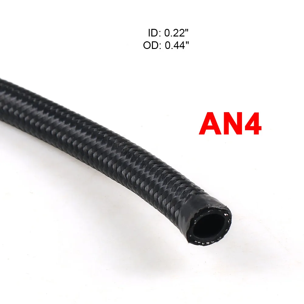 

Black Braided AN4 AN6 AN8 AN10 Fuel Hose Nylon Oil Brake Line for Auto Motorcycle Petrol Tube Pipe - Durable Oil Hose