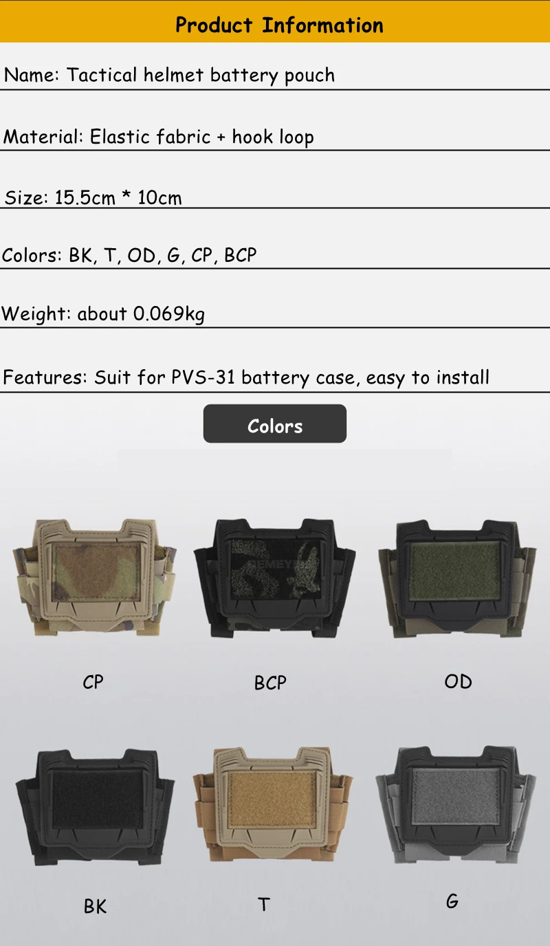 Description Picture 3 of itemTactical Helmet Battery Pouch Hunting Airsoft Fast Helmet PVS31 Battery Box Storage CS Helmet Counterweight Accessories Bag