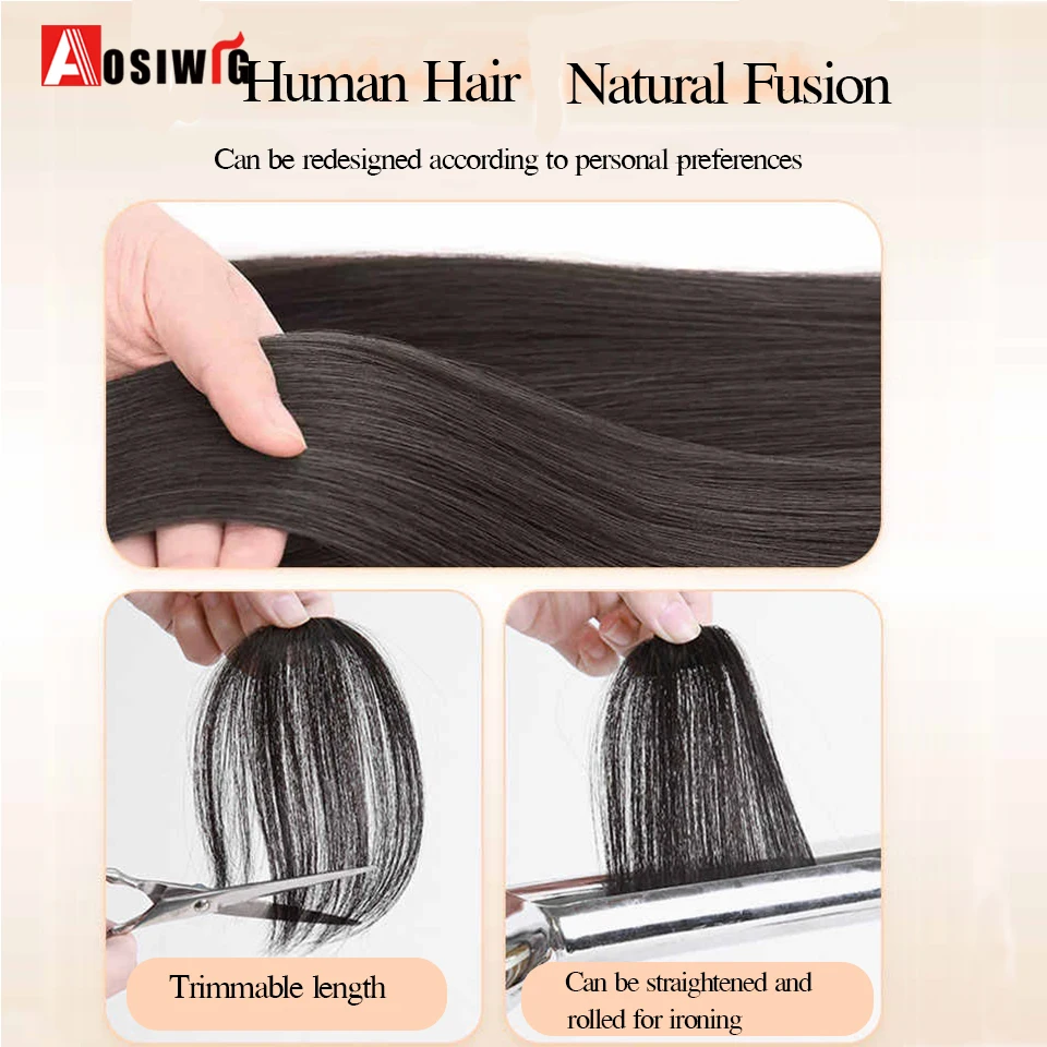 14cm Human Hair Side Bangs Clip in Bangs Real Human Hair Bang Natural Clip on Side Bang Straight Fringe Hair Extension For Women