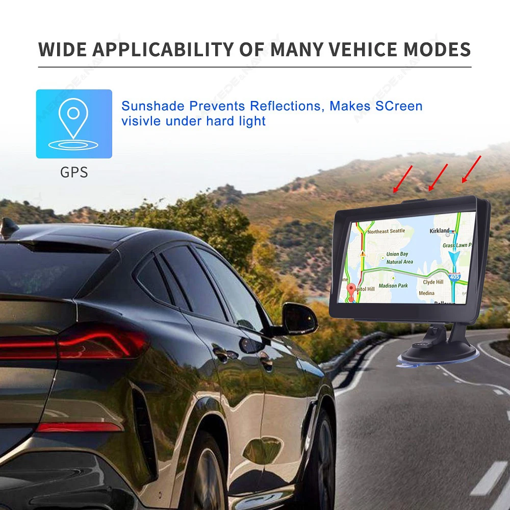 9 Inch Touch Screen Car GPS Navigation Europe Map GPS Navigator Truck Sunshade Sat Nav 256M+8G Map GPS Navigators FM Radio