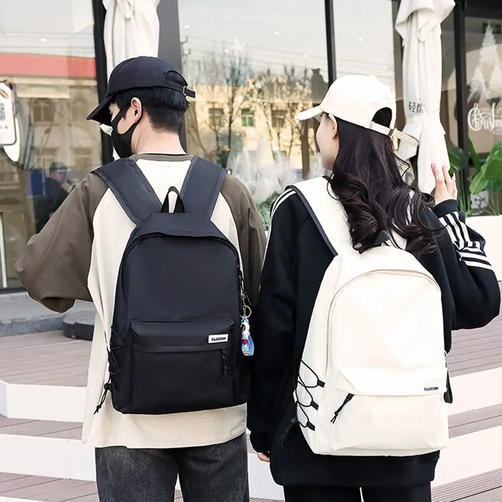 

Solid Color Student Backpack Fashion Large Capacity Women Shoulder Bag Korean Multi Pocket School Backpack Outdoor Travel