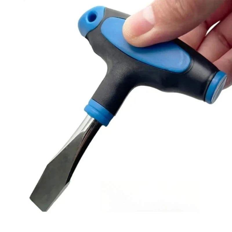 Professional T Handle Screwdriver 9mm Flat Tip Anti Slip Grip High Carbon Steel For Technical Repairs And Daily DIY Applications