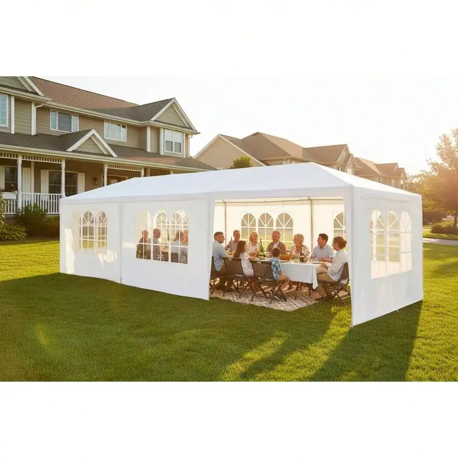10x30' Outdoor Garden Gazebo Wedding Party Tent Marquee With 7 Removable Sidewalls- PE Wedding & Party Gazebo, Ideal For Backyar