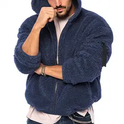 Men Thick Fleece Jacket Men's Trendy Fluffy Hooded Coat with Thickened Fleece Zipper Closure Long Sleeves for Winter for Autumn