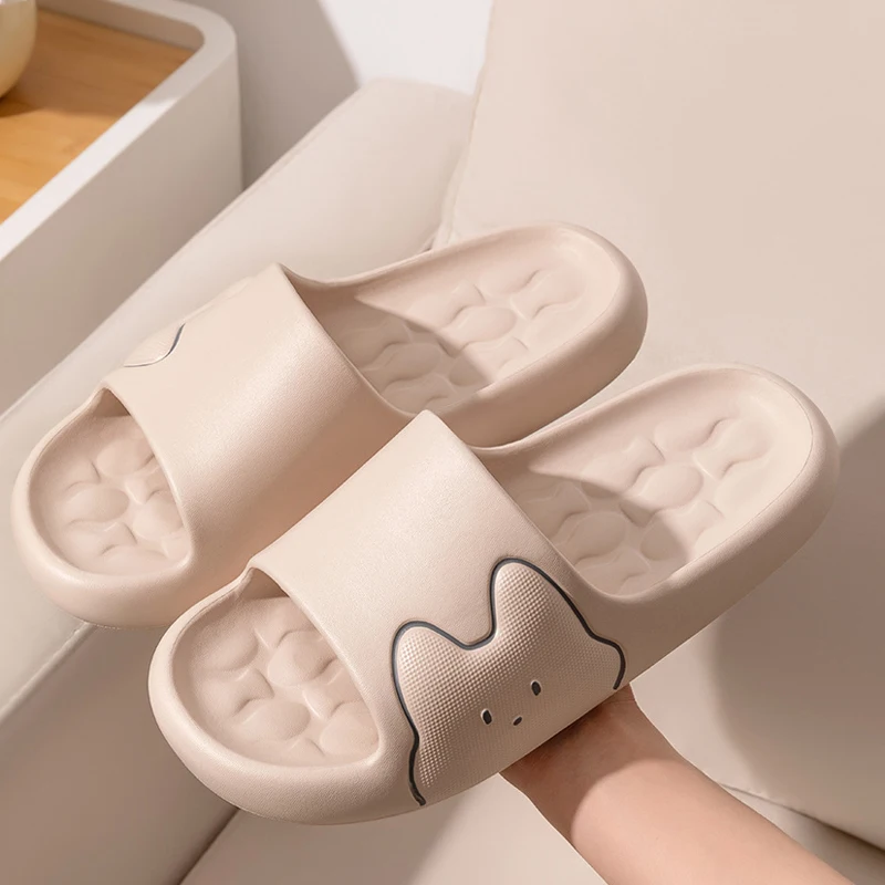 Cute Cartoon rabbit Summer Slippers Men Women Slides Non Slip Bathroom Shower Indoor Home Couple Outdoor beach cloud Sandals