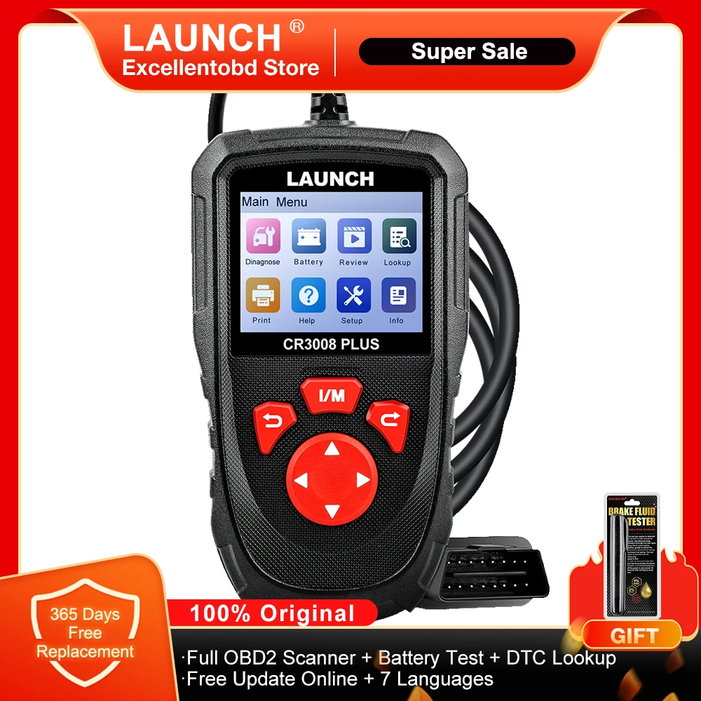 LAUNCH X431 CR3008 Plus Full OBD2 Diagnostic Tool Support Engine Battery Test OBD2 Scanner Free Update Online PK KW850