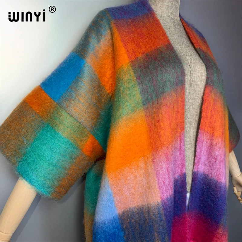 WINYI Winter African cardigan retro print abaya outfits for women Fringed coat Open Front Kimono long down party maxi dress