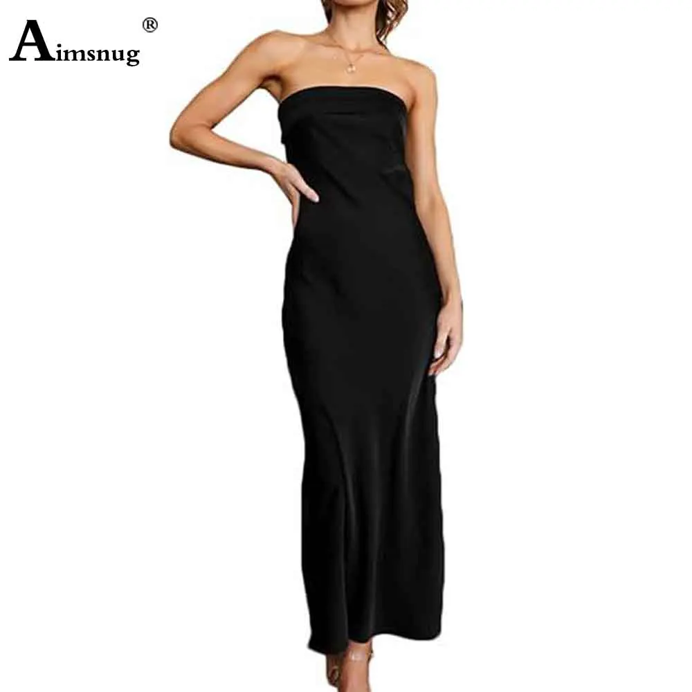 Aimsnug Boho Solidna Biała Czerwona Prześwitująca Cienka Damska Sukienka Odkrywająca Ramiona Imitacja Jedwabiu Szaty 2025 Damskie Sukienki Długości Do Kostek