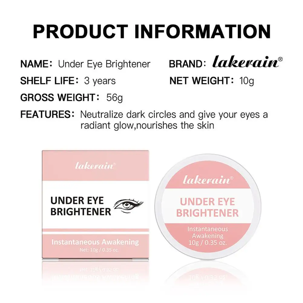 Crema de maquillaje para ojos, abrillantador debajo de los ojos, oculta y ilumina las ojeras, duradero, resistente al agua, enrojecimiento construible, corrección O7g7