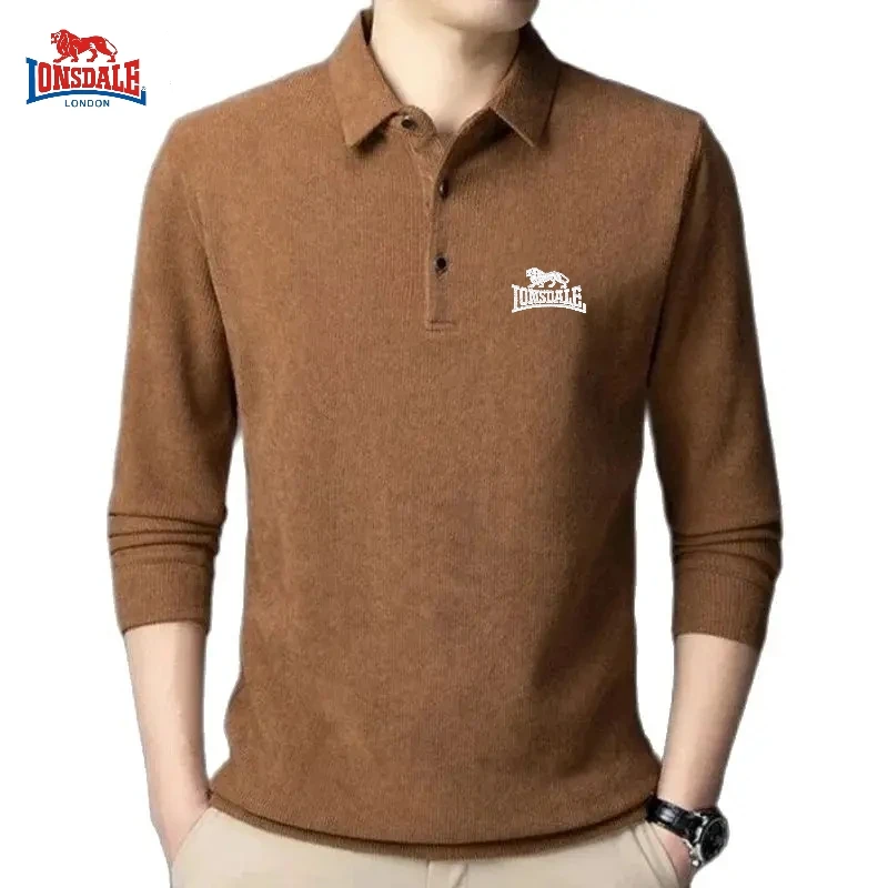 Autumn and Winter Men's Embroidered High Quality Plush Long Sleeve Polo Shirt New Luxury Fashion Leisure Multi Functional Top