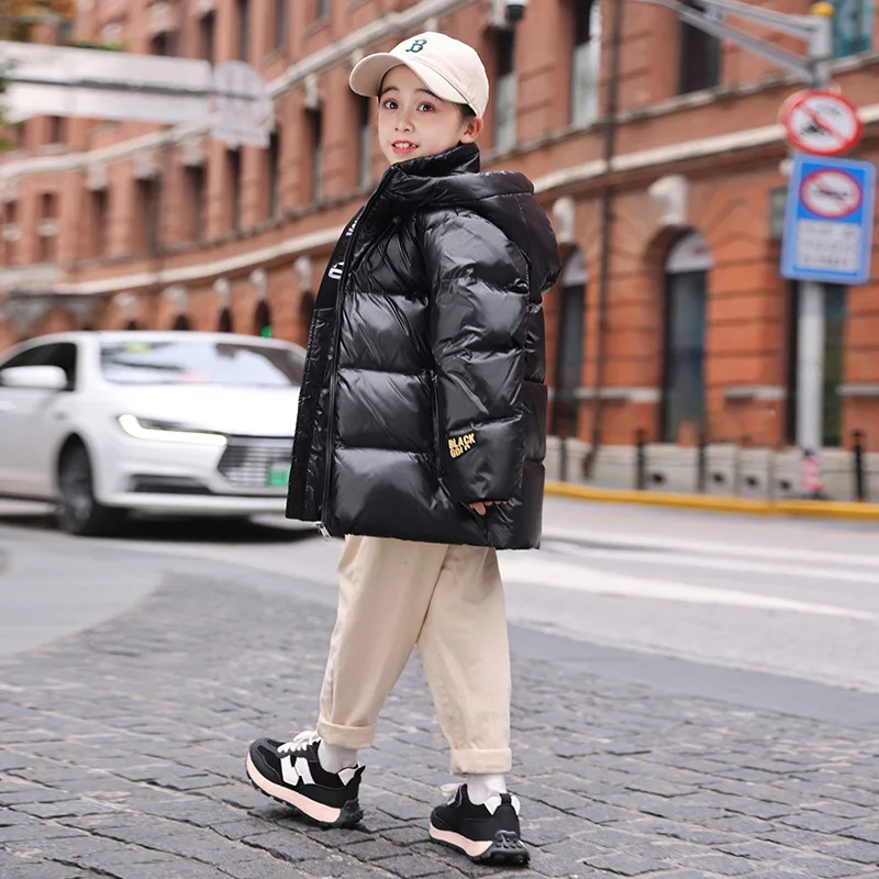 

5-12Y Children Girl Down Jacket 2025 Winter Hooded Thicken Warm Teen Girls Duck Down Jacket Solid Zipper Kid Girl Outerwear Coat