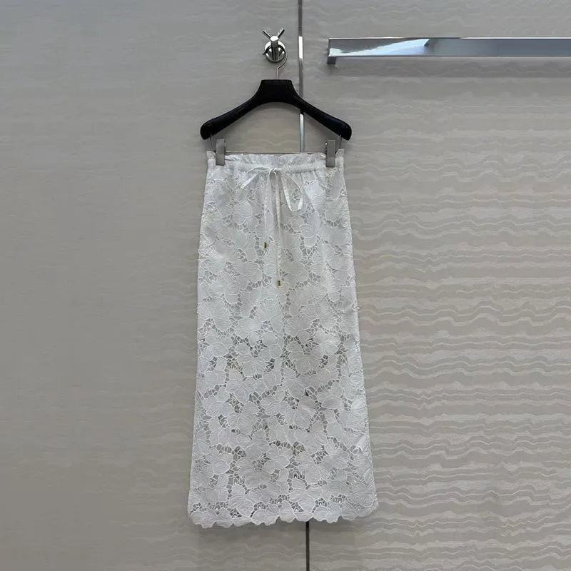Women's elastic-waist slit skirt, intricately embroidered maxi dress, high-quality workwear sets, 2026, new arrivals, Y2K