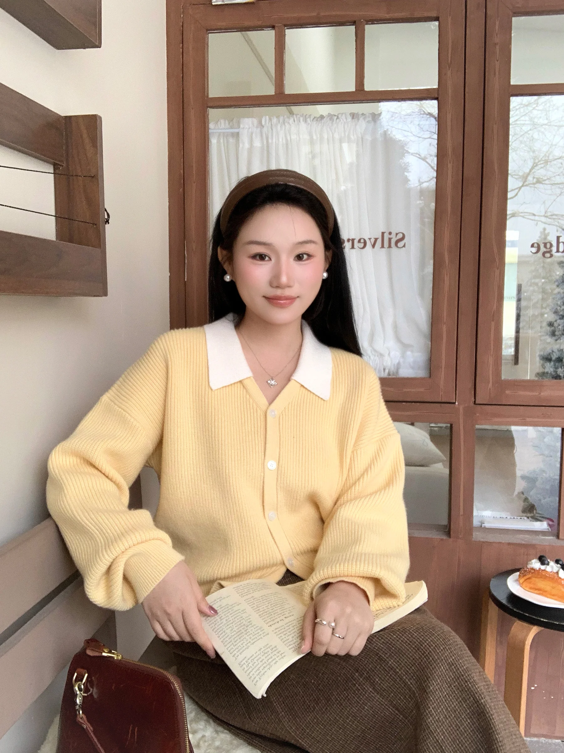 

Gold Ray f Moon Fi Vintage Color Blo Knitted Open Cardigan Sweater Women Winter Loose Outerwear Top Soft Long Sve