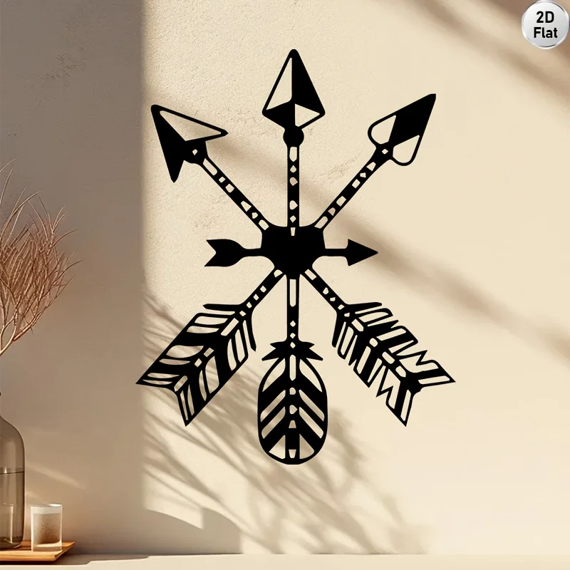 2DPlane，1Bohemian style arrow-shaped metal wall decoration - Tribal Bohemian Arrow Wall Hanging 1PC
