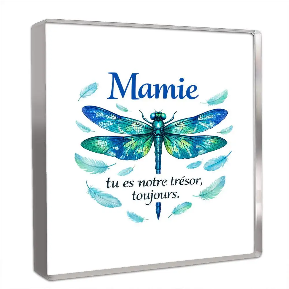 CIFBUY Acrylic Wall Decor Teal Dragonfly Feather Plaque French Quote Watercolor Art Home Decoration Hanging Ornament