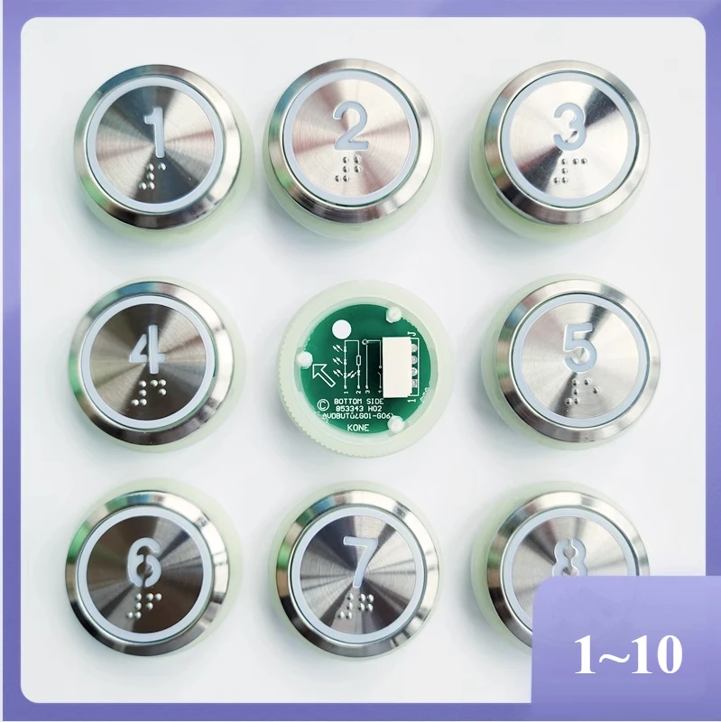 

Elevator Button 1~10 KDS300/KDS50 (853343H02/863233H03/KM851942G03) - Genuine Replacement Push Button for KONE Lift Control