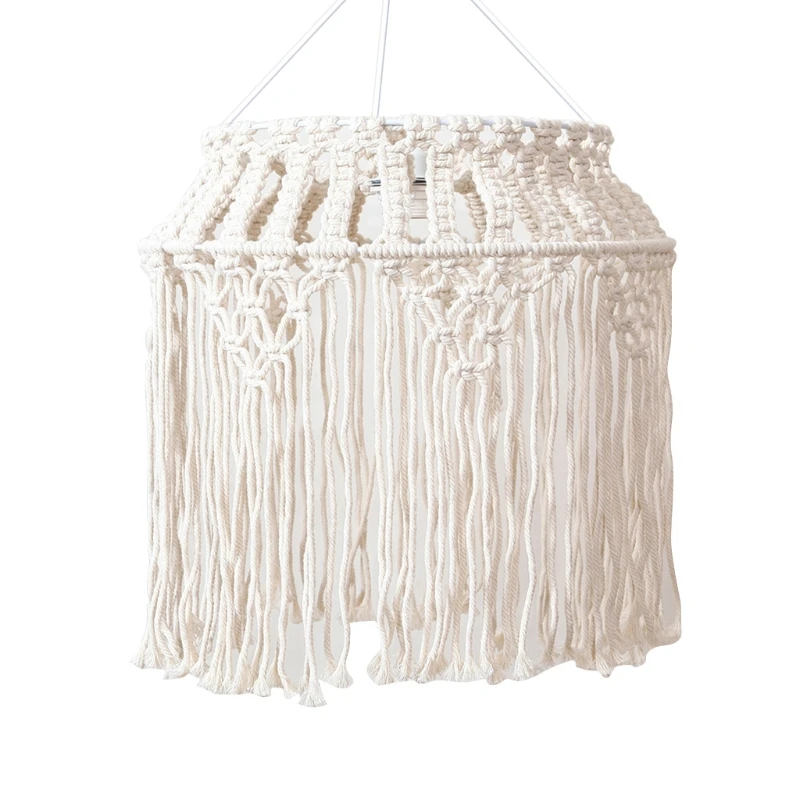 

Hand-knitted Woven Lampshade Macrame Tapestry Tassel Hanging Lamp Decoration Living Room Wedding Decor NEW arrival