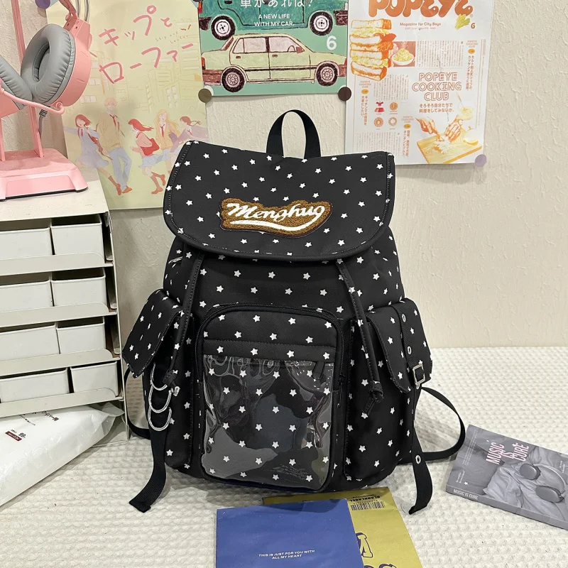 

Korean-style polka dot backpack for female students, new sweet and cute backpack for junior high and high school students, large