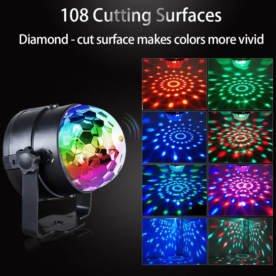 RGB Led Disco Night Light Strobe Lamp for Home Party Club Bar Dance Christmas Gift Stage Lighting Effect Sound-activated EU USB