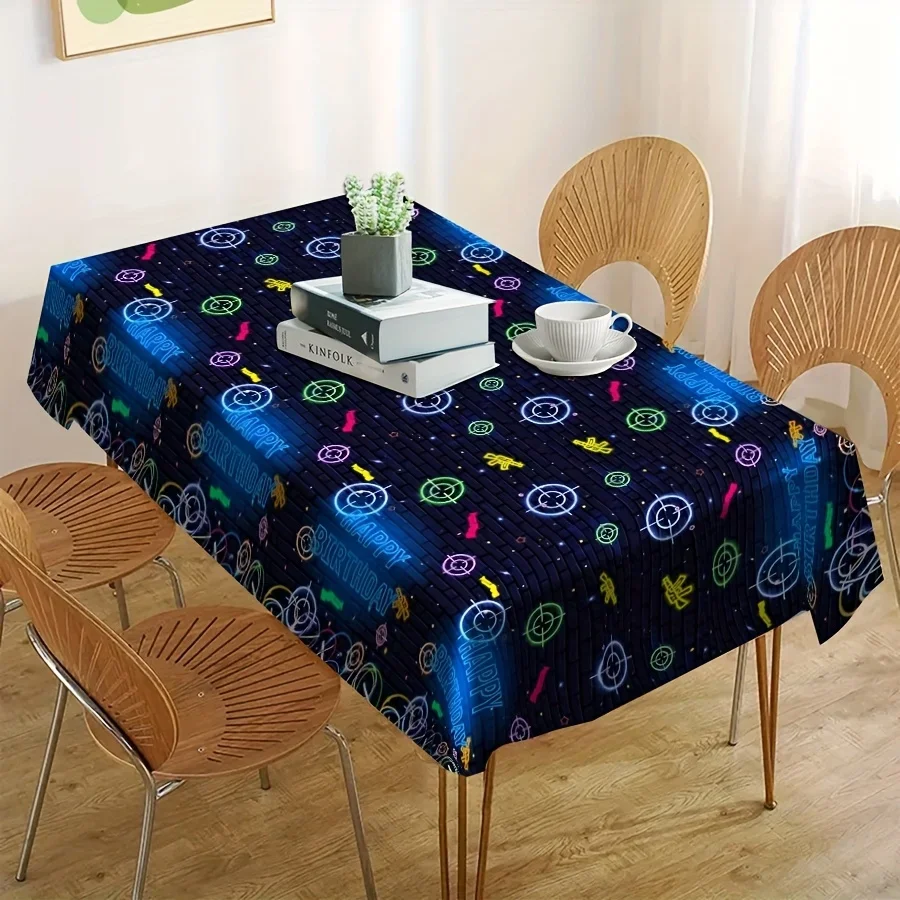 1pc Laser Label Birthday Party Tablecloth Tablecloth - Square/Rectangular Polyester Tableclothxzj