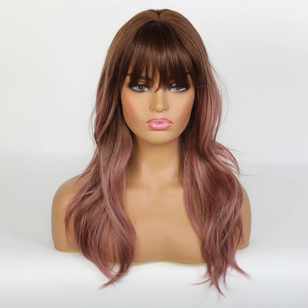 Brown Wigs for Women Synthetic Wig Curly Layered Haircut Wig Long Medium Brown Ombre Synthetic Hair Party Wigs