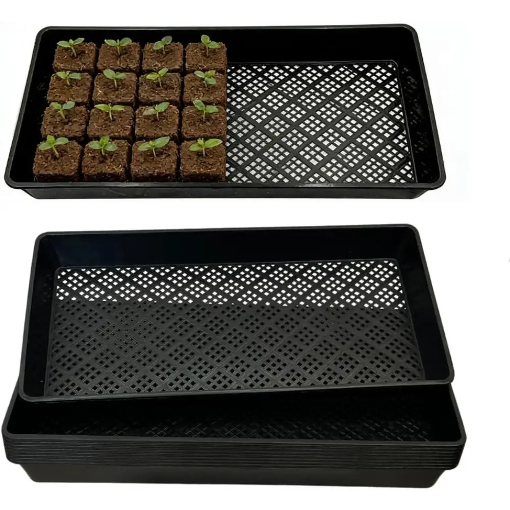 2pcs 21x10in Seedling Trays for Microgreen with Holes Rectangular Hydroponic Growing Tray Mesh ‌Plant Germination Tray