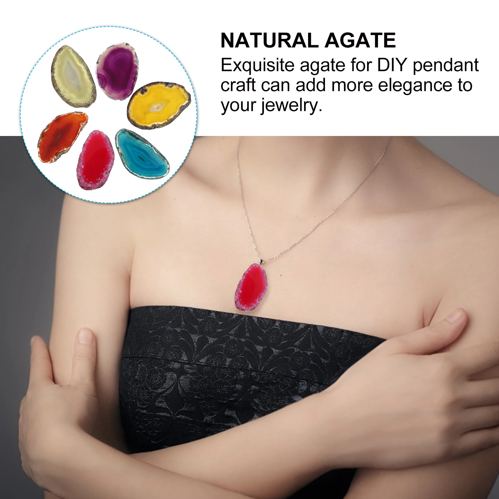 

6Pcs Natural Agate Polished Slices DIY Jewelry Making Pendants Craft Material for Home Decor Agate Decor