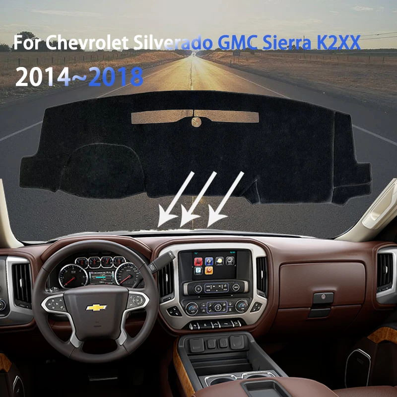 

Dashboard Cover Dash Mat For Chevrolet Silverado GMC Sierra K2XX 1500 2500 3500 2014~2018 Car Interior Pad Sticker Accessorise