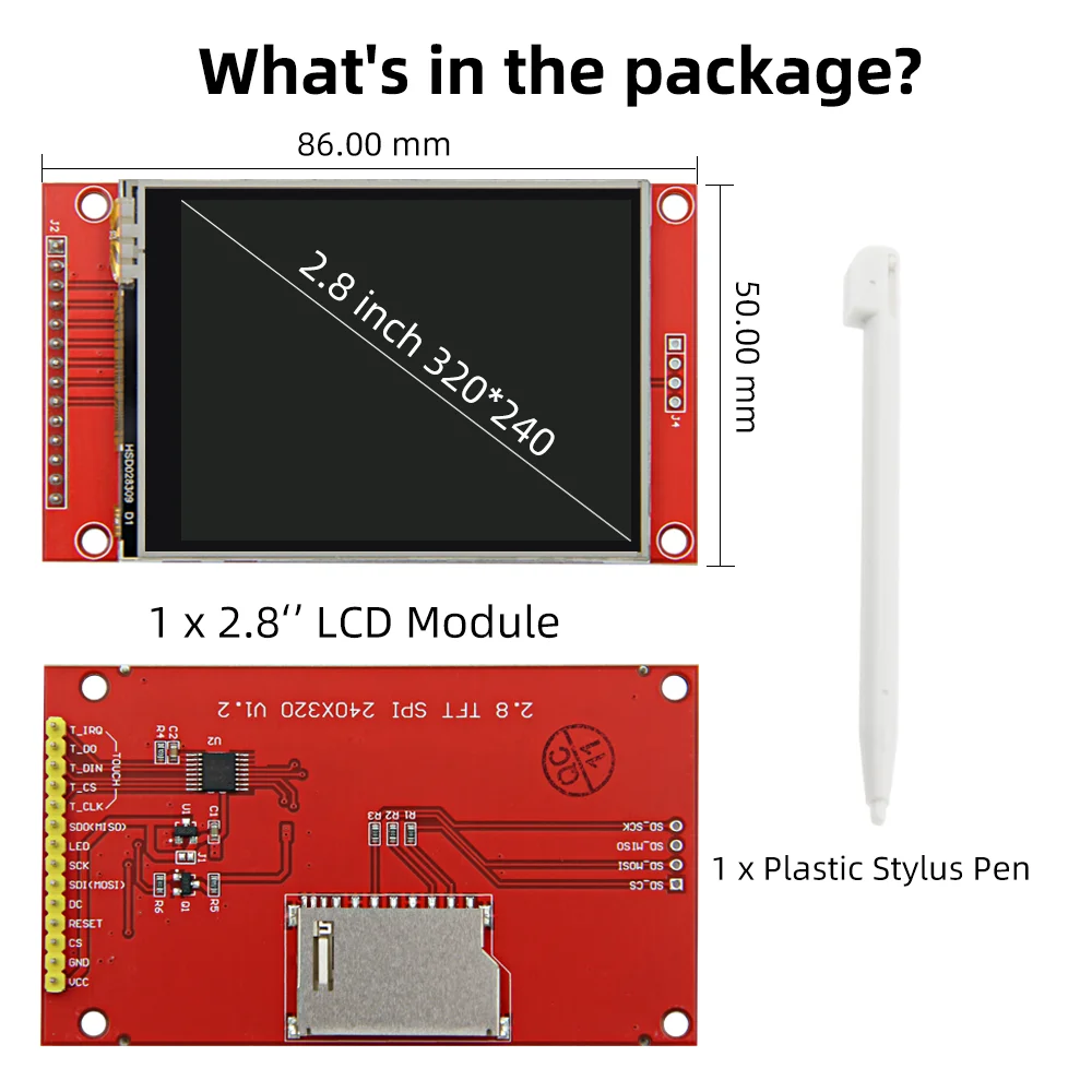 ILI9341 ST7789V 240x320 2,8 "SPI TFT LCD Panel táctil módulo de puerto serie con lápiz táctil y PBC