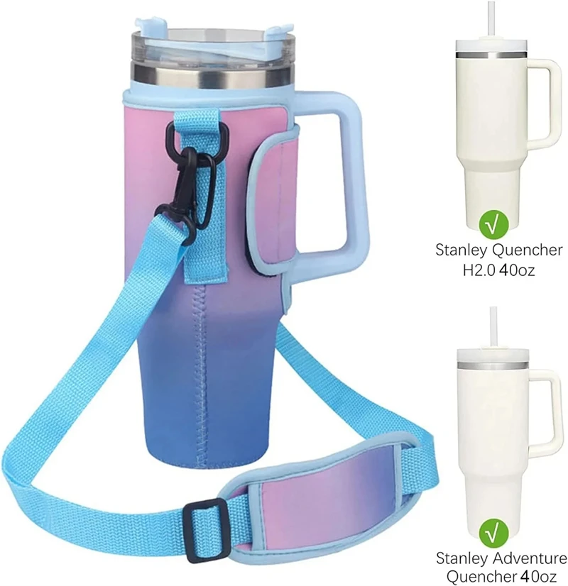 1PCS 40oz Water Bottle Carrier Bag Pouch Cover For Thermos Water Bottle Holder Adjustable Shoulder Strap Mug Cover