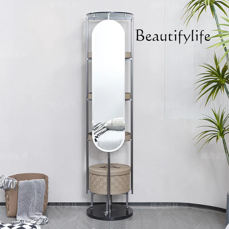 Stylish and simple locker, makeup mirror integrated, rotating dressing, saddle leather, hand-woven rotating rack