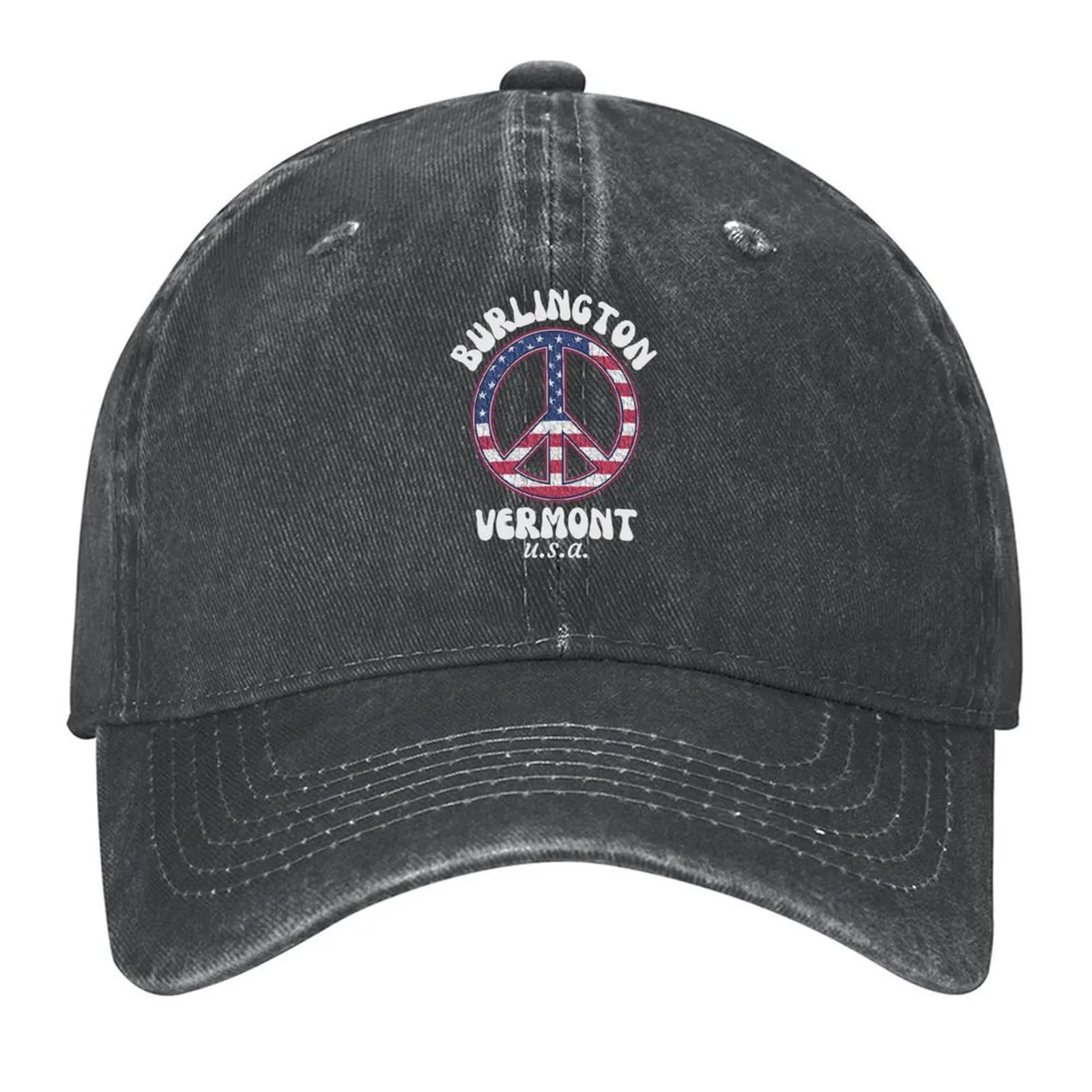 

Retro Sixties Burlington, Vermont, U.S.A.- Vintage Style / Hippie Chic Baseball Cap Luxury Cap birthday Designer Man Women's