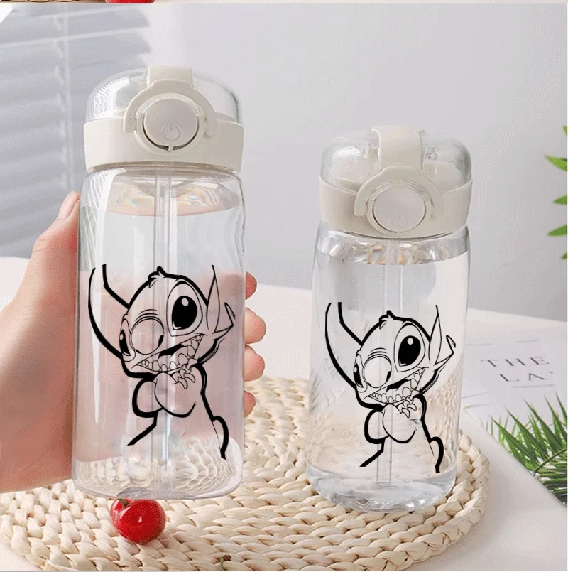 

New Disney Lilo & Stitch Water Bottle Students Water Bottle Girls Anime Plastic Water Cup Disney Stich Series Anime Kawaii