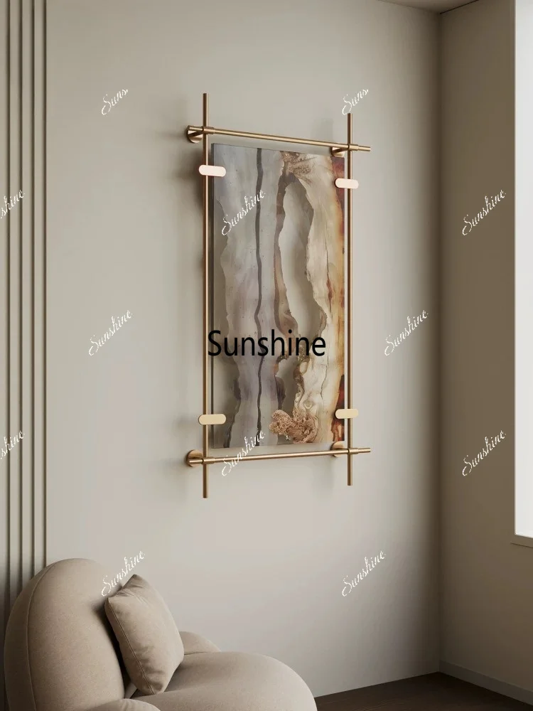 New Chinese style entrance entrance acrylic installation painting abstract wood grain restaurant hanging painting
