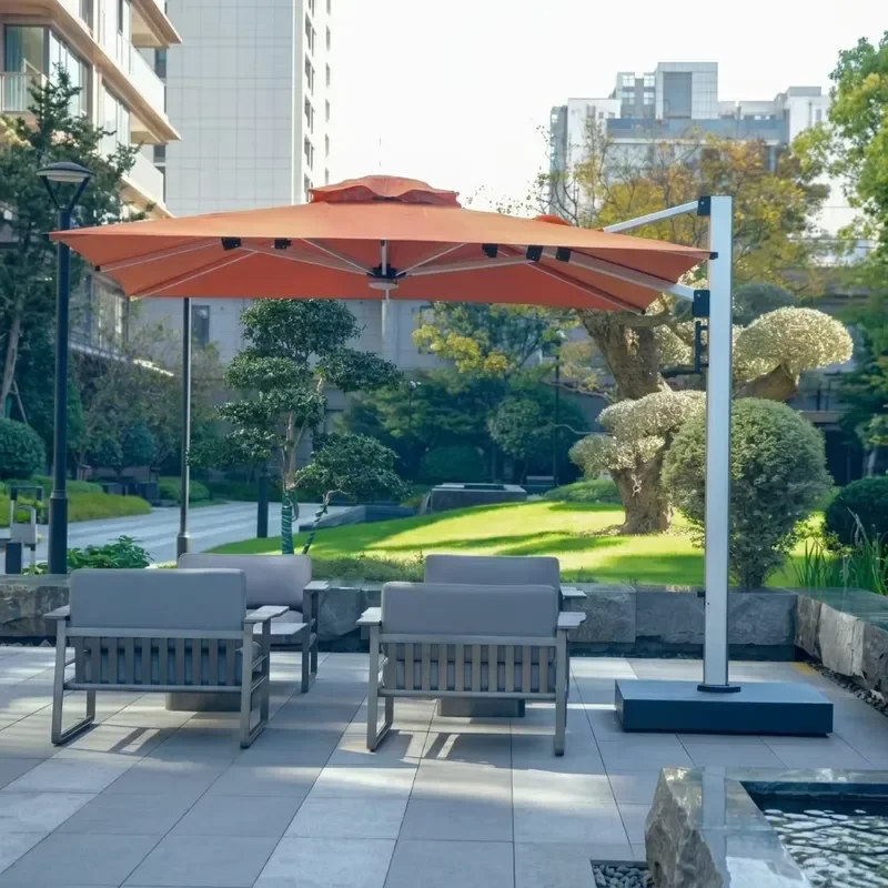 Modern Foldable Outdoor Dining Table Parasol with Fringe for Beach Camping